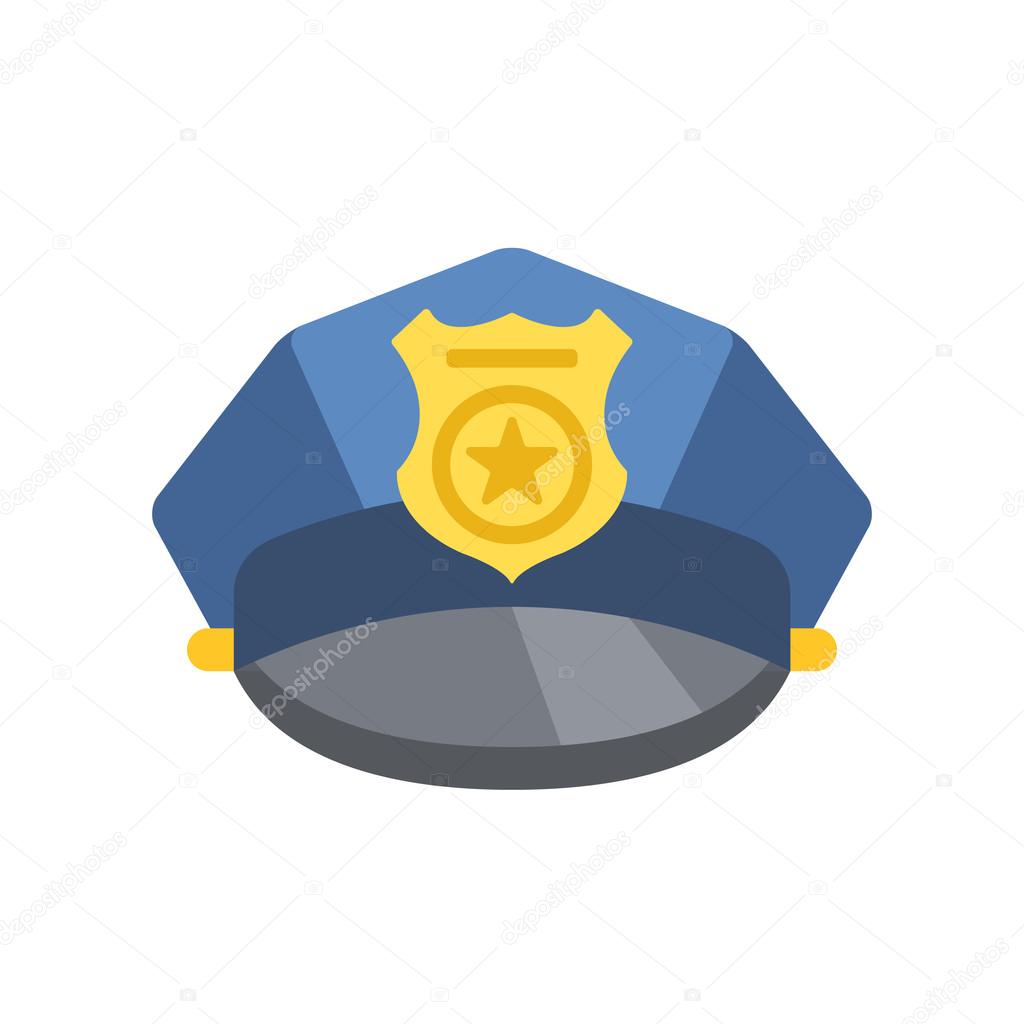 Police peaked cap. Vector police hat icon