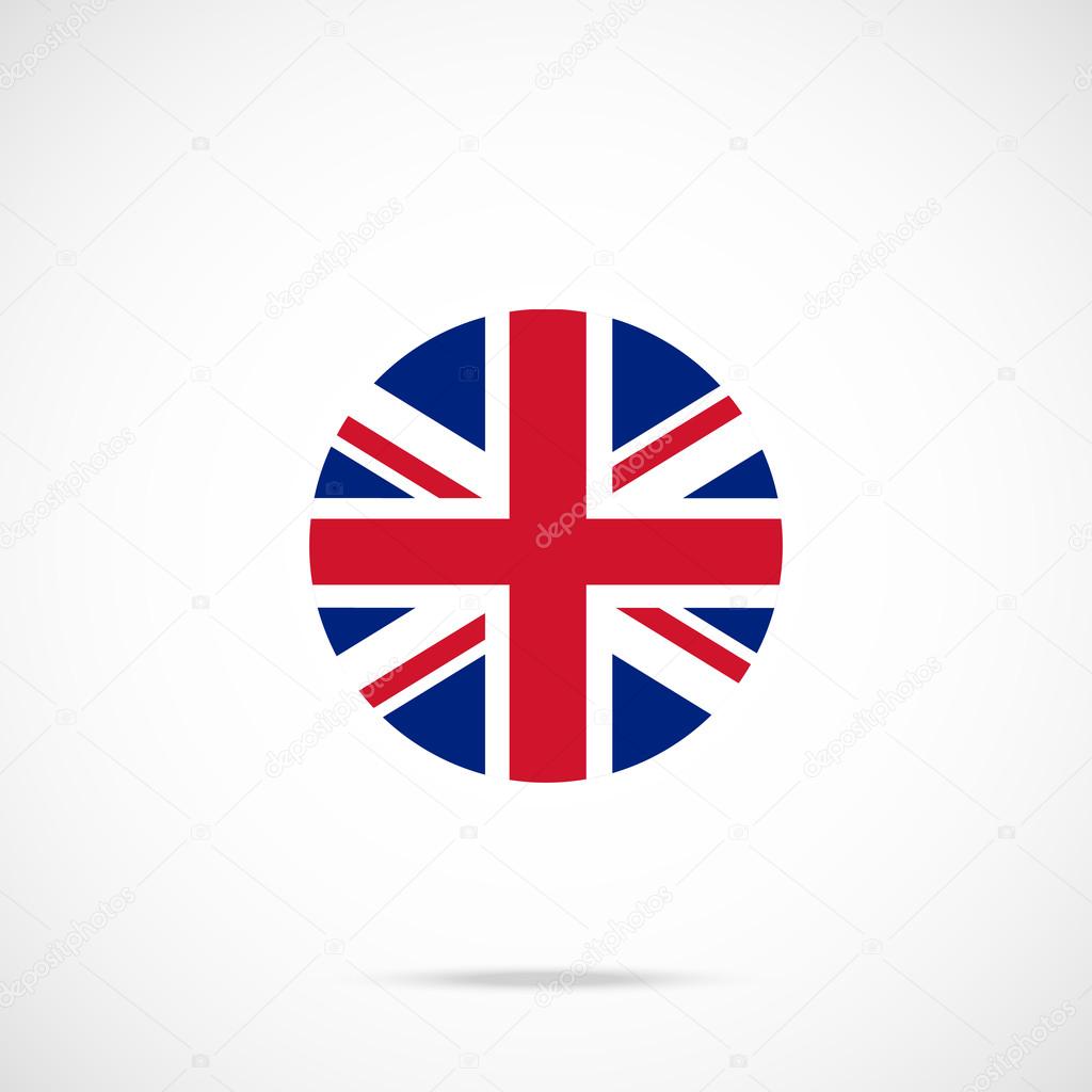 United Kingdom flag round icon. UK flag icon with accurate official color scheme
