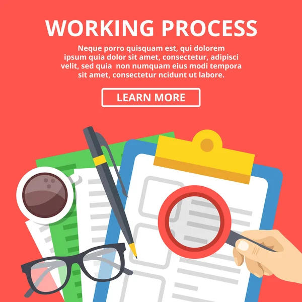 Working process web banner. Creative graphic design elements — Stok Vektör