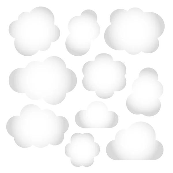 구름이 설정됩니다. 흰색 배경에서 격리된 벡터 그림 — 스톡 벡터
