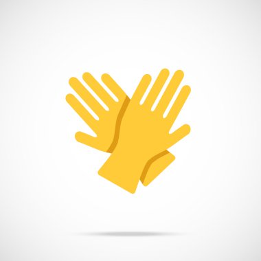 Yellow cleaning gloves flat icon. Vector illustration