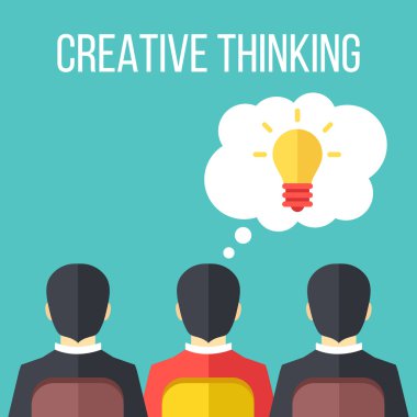 Yaratıcı düşünme düz illüstrasyon. Yaratıcı bir fikir kavramı. Vektör çizim