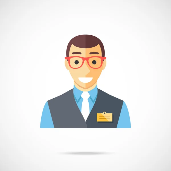 Icono de asistente de ventas. Secretario, cajero, trabajador de la tienda, empleado del banco, gerente, conceptos de consultor de tienda. Diseño plano vector ilustración — Vector de stock