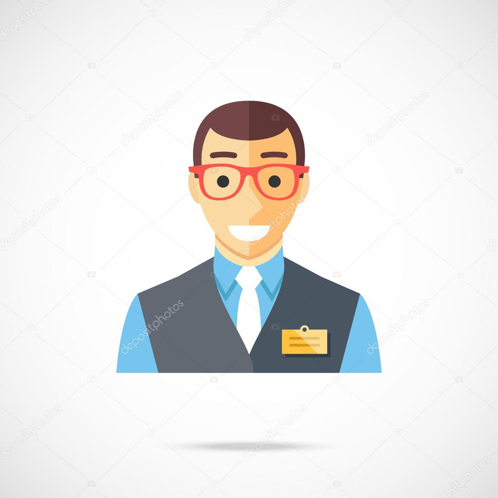 Sales assistant icon. Clerk, cashier, store worker, bank employee