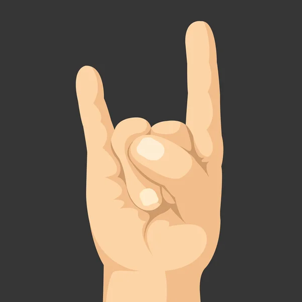 Rock hand gesture. Sign of the horns. Realistic vector hand with rock sign. Vector illustration — Stock Vector