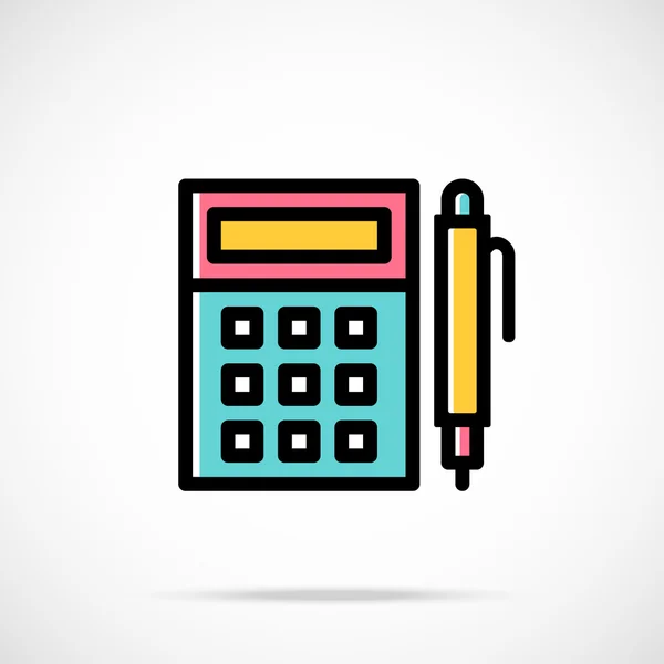 Vector Calculator en pen icoon. Berekening, boekhouding, financiële concepten. Moderne dunne lijn plat ontwerp vector pictogram — Stockvector