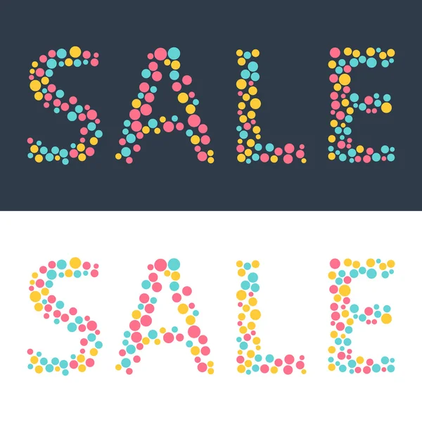 Sale banners set. Trendy fashion sale words made out of colorful circles, dots. Vector illustration — Stock Vector