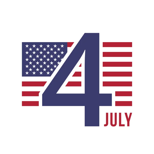 Четвертий липня американський День незалежності знак. Американський прапор і номер 4. Офіційна Колірна гамма. Плоский дизайн векторної ілюстрації — стоковий вектор