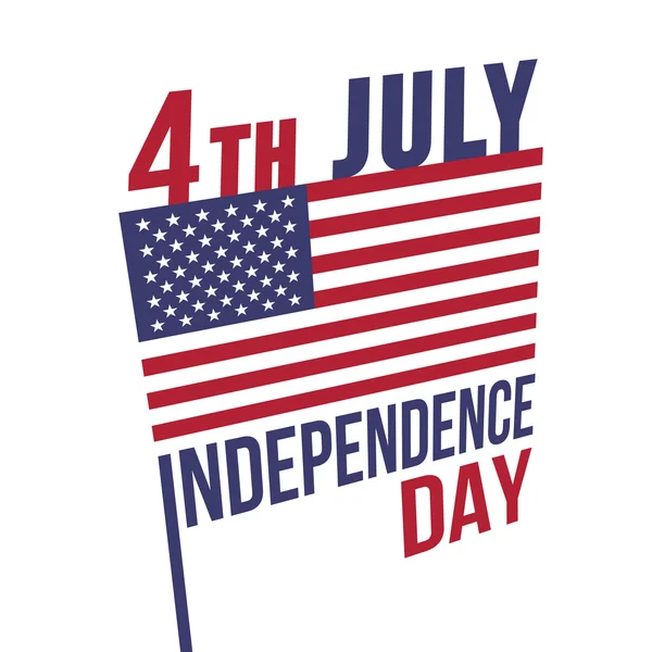 Bandeira dos Estados Unidos com 4 de julho e títulos do Dia da Independência. Dia da independência americana férias conceito criativo. Ilustração vetorial de design plano — Vetor de Stock