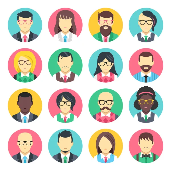 People avatars set. Flat design people icons set isolated on white background. Vector icons — Stock Vector