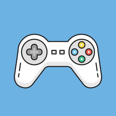 Thin line gamepad icon. White game controller icon. Modern clean flat design graphic element. Vector illustration clipart