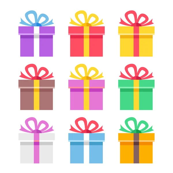 Coloridas cajas de regalo. Conceptos creativos. Elementos gráficos modernos. Diseño plano vector ilustración — Vector de stock