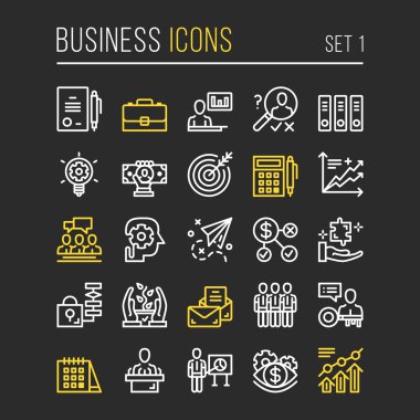 Vektör iş ince çizgi Icons set