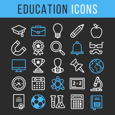 Vektör eğitim ince çizgi Icons set