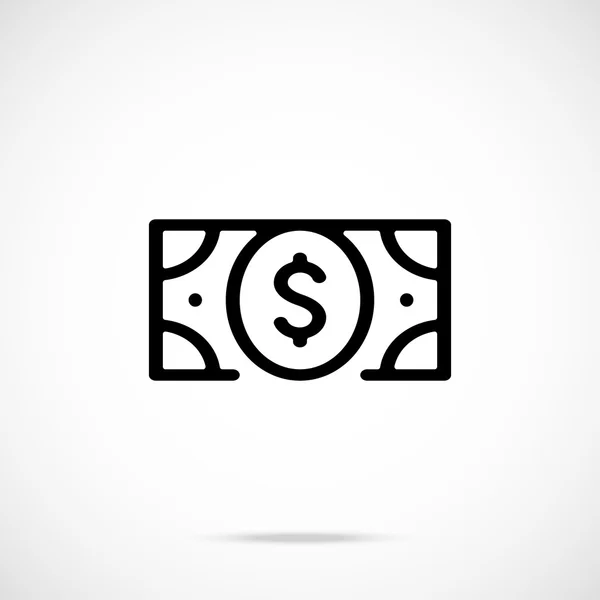 Schwarzer Dollarschein. flache Linie Design Vektor-Symbol — Stockvektor