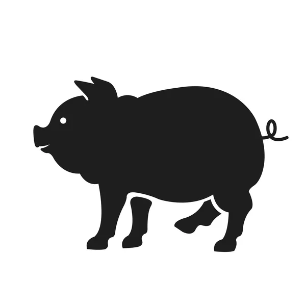 Silueta de cerdo vectorial. Ilustración en color negro aislada sobre fondo blanco — Vector de stock