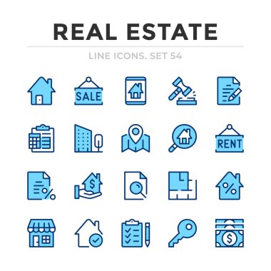 Real estate vector line icons set. Thin line design. Outline graphic elements, simple stroke symbols. Real estate icons clipart
