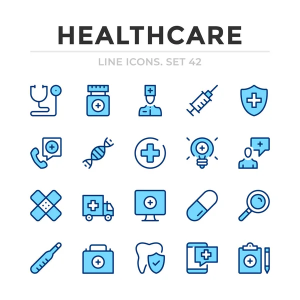 Ensemble Icônes Ligne Vectorielle Soins Santé Conception Ligne Mince Décrivez — Image vectorielle