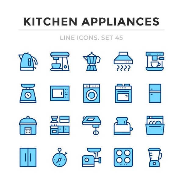 Küchengeräte Vektorzeilensymbole Gesetzt Dünnschichtgestaltung Grafische Elemente Umreißen Einfache Strichsymbole Symbole — Stockvektor