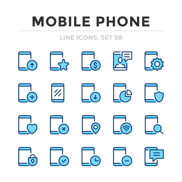 Icônes Ligne Vectorielle Téléphone Mobile Réglées Conception Ligne Mince Décrivez — Image vectorielle