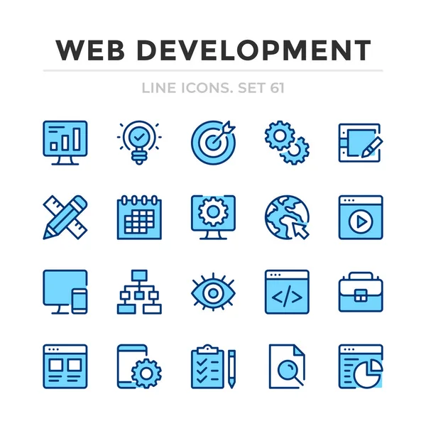 Conjunto Iconos Línea Vectorial Desarrollo Web Diseño Línea Delgada Esquema — Vector de stock