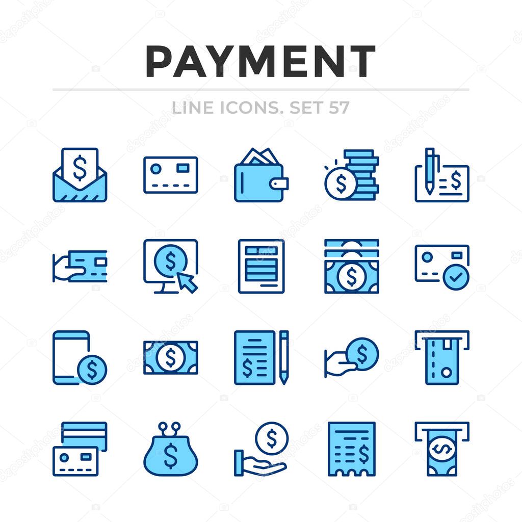 Payment vector line icons set. Thin line design. Outline graphic elements, simple stroke symbols. Payment icons