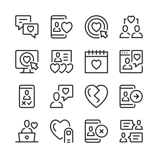 Línea Citas Conjunto Iconos Línea Conceptos Diseño Gráfico Moderno Colección — Vector de stock