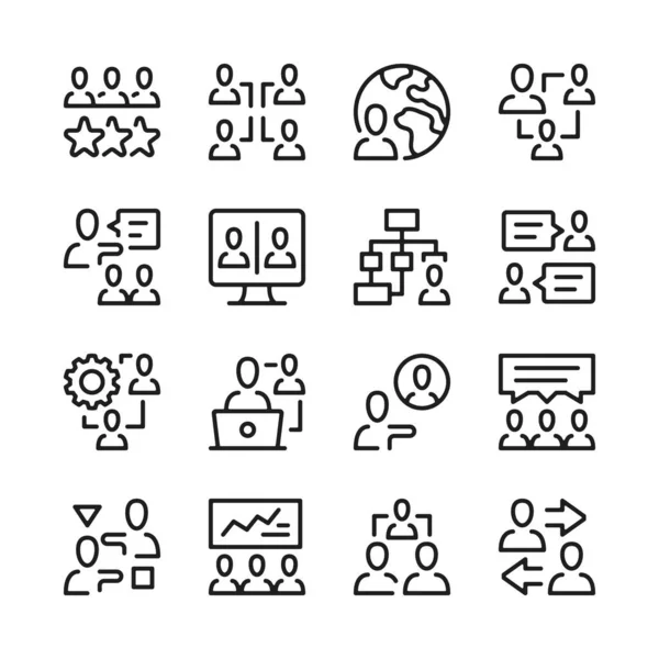 Conjunto Iconos Línea Trabajo Equipo Conceptos Diseño Gráfico Moderno Colección Vectores De Stock Sin Royalties Gratis