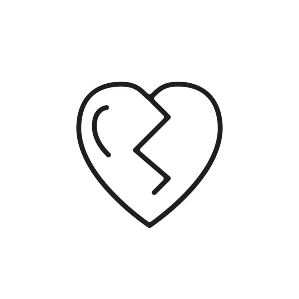 Broken Heart Icon Vector Line Icon — Stock Vector