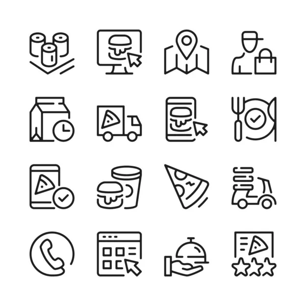 Essensausgabe Symbole Gesetzt Moderne Grafik Design Konzepte Einfache Umrisse Elemente Stockvektor