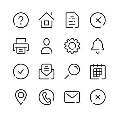 Arayüz simgeleri. Vektör çizgisi simgeleri. Basit özet sembolleri ayarlandı