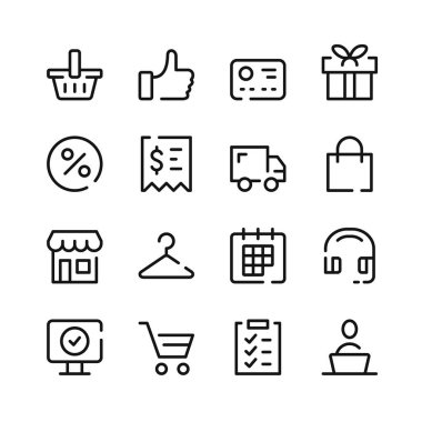 Ticaret simgeleri. Vektör çizgisi simgeleri. Basit özet sembolleri ayarlandı