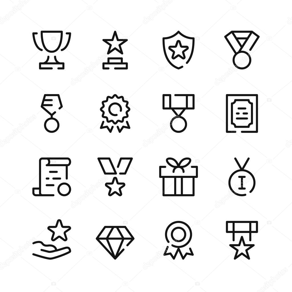 Awards icons. Vector line icons. Simple outline symbols set