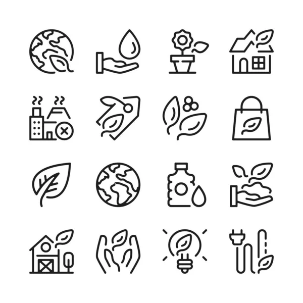Eco Line Icons Set Modern Graphic Design Concepts Simple Outline — Stock Vector
