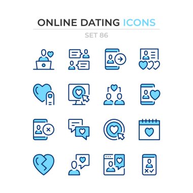Online dating icons. Vector line icons set. Premium quality. Simple thin line design. Modern outline symbols collection, pictograms.
