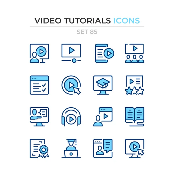 Video Tutorials Icons Vector Line Icons Set Premium Quality Simple — ストックベクタ