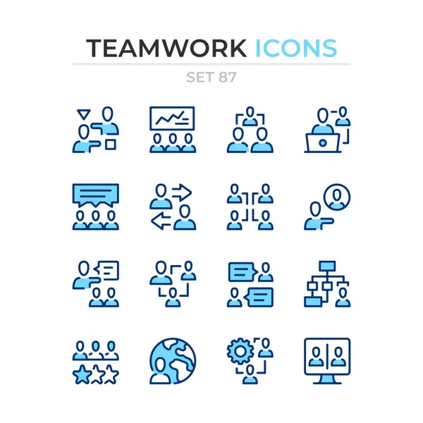 Teamwork Icons Vector Line Icons Set Premium Quality Simple Thin — Stock vektor
