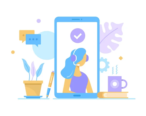Kundtjänst Kundsupport Vektorillustration Callcenter Teknisk Support Online Hjälpkoncept — Stock vektor