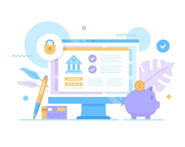 Online Bankieren Internetbankieren Vector Illustratie Virtuele Bank Digitale Betaling Concepten — Stockvector