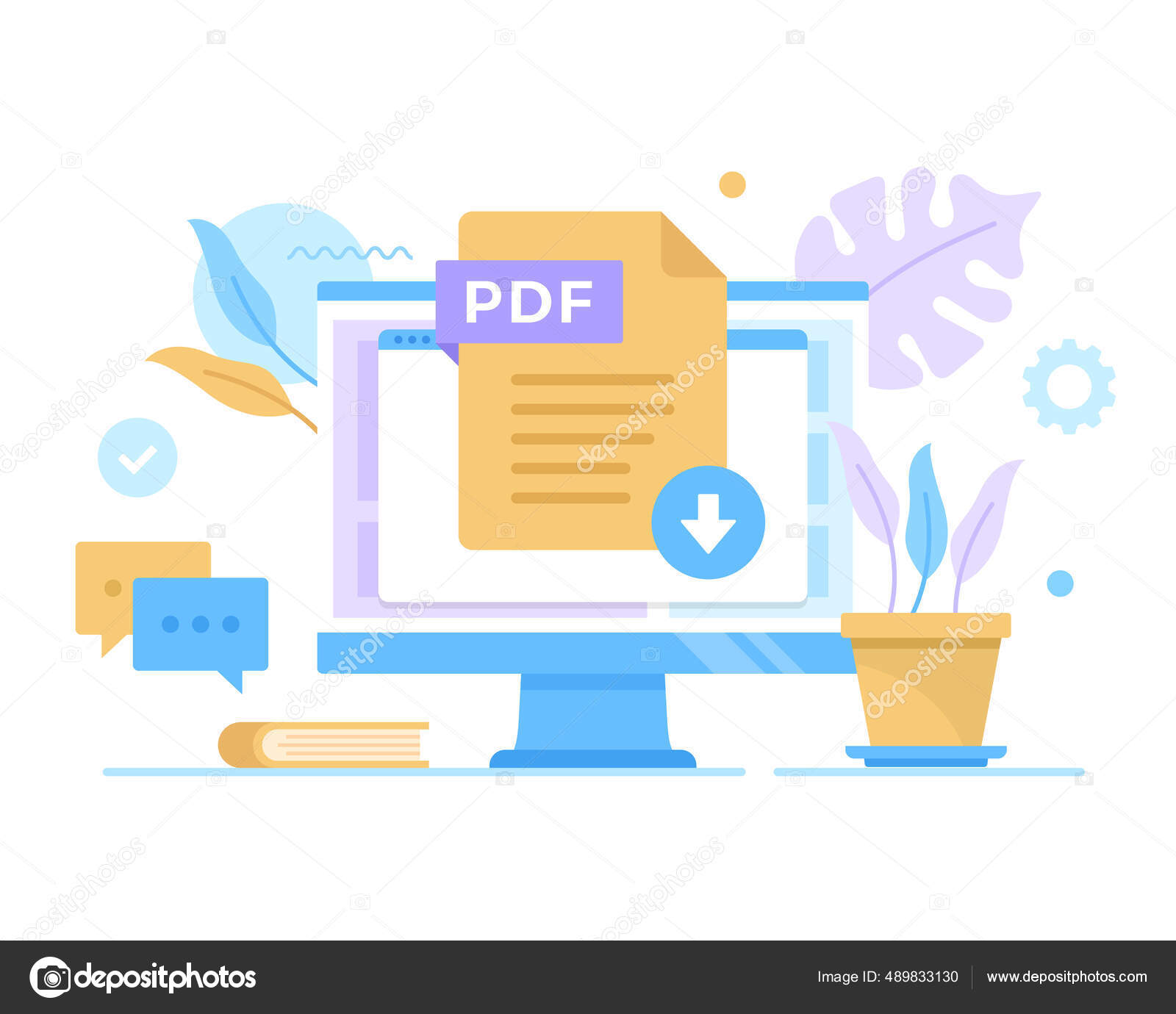 Иконка Pdf Файла Экране Компьютера Значок Pdf Векторная.