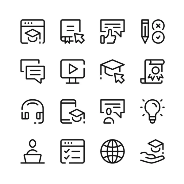 Iconos Educación Línea Iconos Línea Vectorial Conjunto Símbolos Contorno Simple — Archivo Imágenes Vectoriales