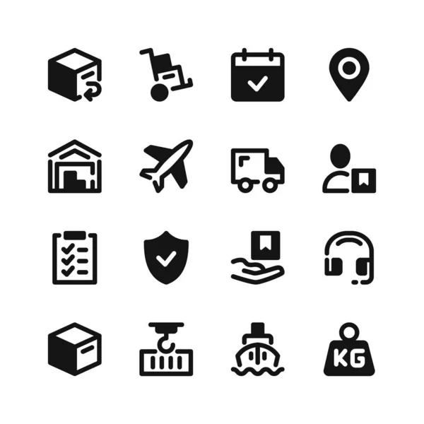 Delivery Icons Black Symbols Vector Icons Set — Stock Vector