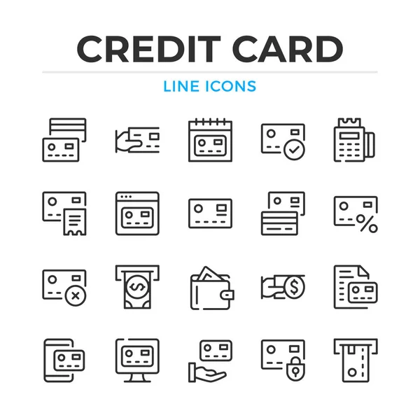 Credit Card Line Icons Set Modern Outline Elements Graphic Design — Stock Vector