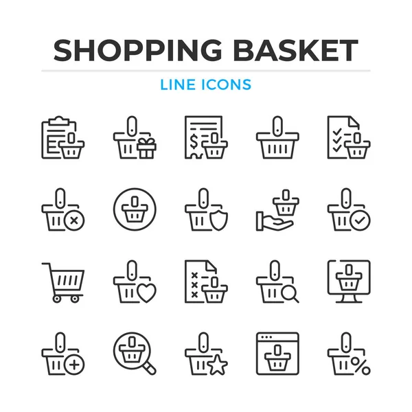 Conjunto Iconos Línea Cesta Compras Elementos Contorno Moderno Conceptos Diseño — Archivo Imágenes Vectoriales