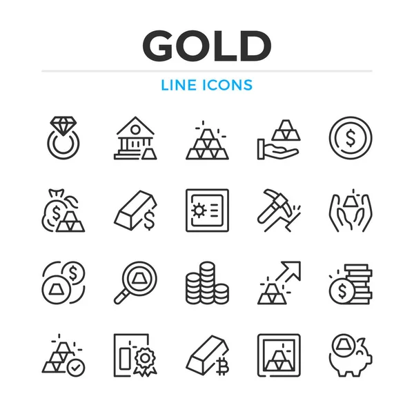 Arany Vonal Ikonok Beállítva Modern Vázlatelemek Grafikai Koncepciók Egyszerű Szimbólumgyűjtemény — Stock Vector