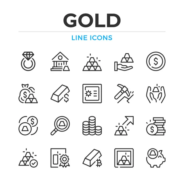 ゴールドラインのアイコンを設定します 現代的なアウトライン要素 グラフィックデザインコンセプト シンプルなシンボルコレクション ベクトル線のアイコン — ストックベクタ