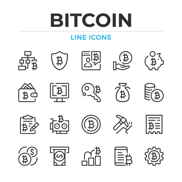 Conjunto Iconos Línea Bitcoin Elementos Contorno Moderno Conceptos Diseño Gráfico Vectores de stock libres de derechos