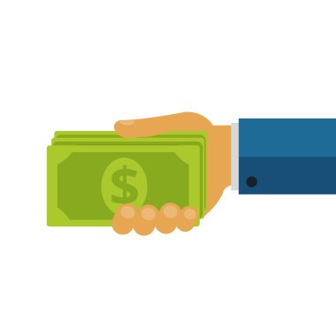 işadamı vererek para nakit dolar simgesi daire