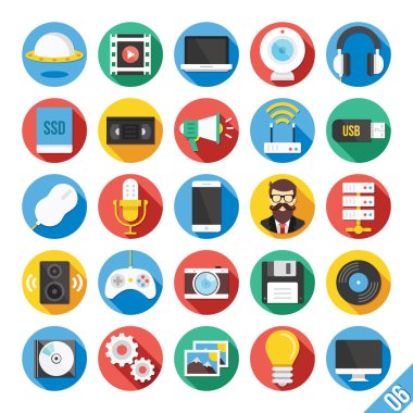 6 modern vektör düz Icons set