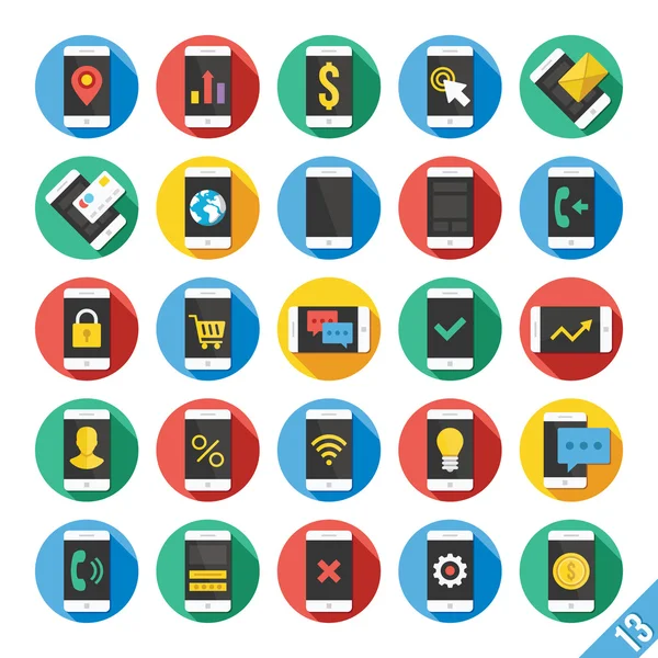 13 modern vektör düz Icons set — Stok Vektör